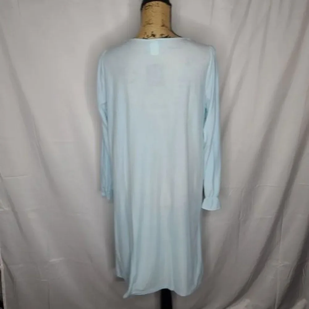 Vintage  Soft Cozy Blue Long Sleeve Night Gown House Dress Grannycore